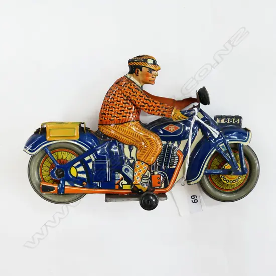 TIN PLATE MOTOR CYCLIST L 190MM - MADE IN NIPPON / JAPAN